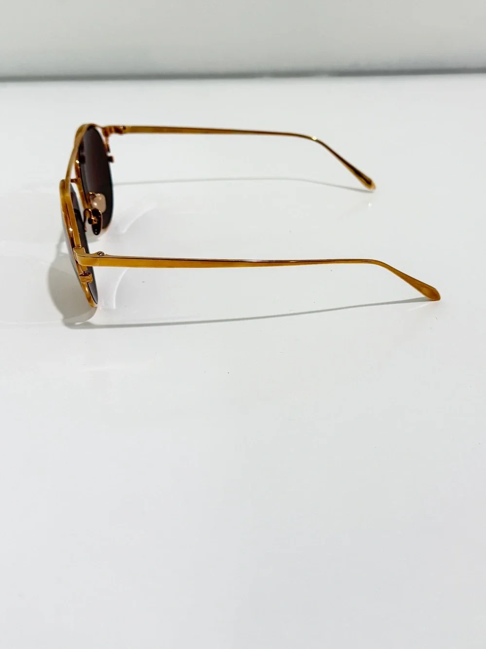 Linda Farrow LFL825 C3 Rayan Oval Aviator Rose Gold Titanium Sunglasses NWT